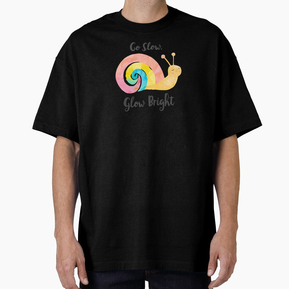 Go Slow Glow Bright, Cute Snail with Pastel Shell Illustration by Moodune