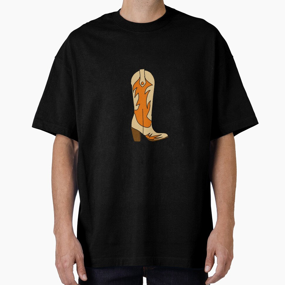 Cowgirl Boots Illustration in Orange and Beige – Western Aesthetic Cowboy Boot Art by Rosadraws