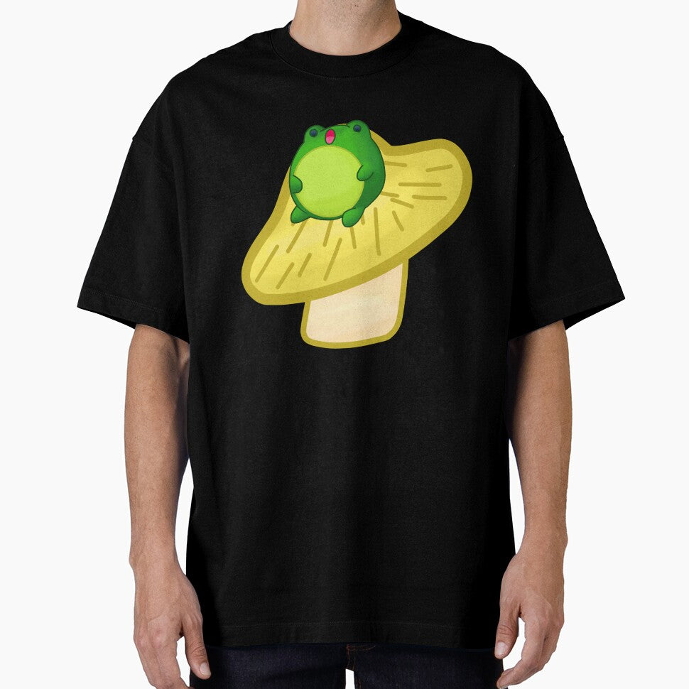 Frog On Yellow Mushroom by Cutsiecottage