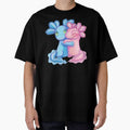 Kawaii Axolotl Love Birds Pink and Blue by Levana-Jane