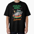 Feral Girl Summer – Raccoon on Watermelon Float Cartoon Design by NancyEstrada