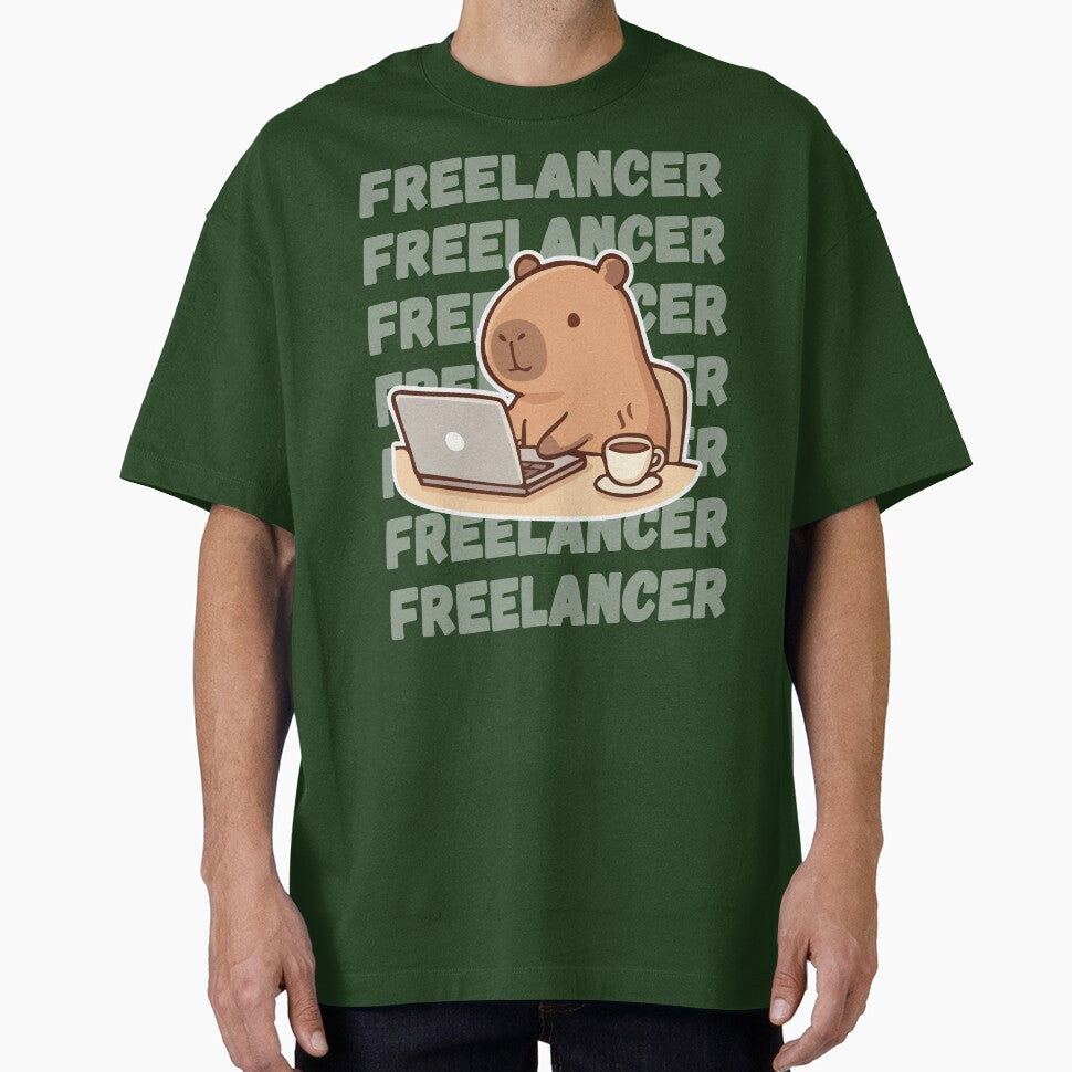 Freelancer Capybara Working From Home – Remote Work Life Art by Nubesss