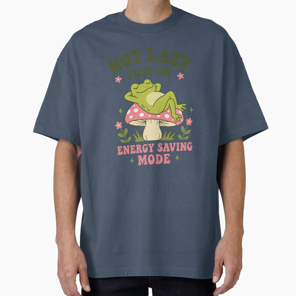 Not Lazy, Just on Energy Saving Mode | Cute Frog on Mushroom by pixiedustpaint