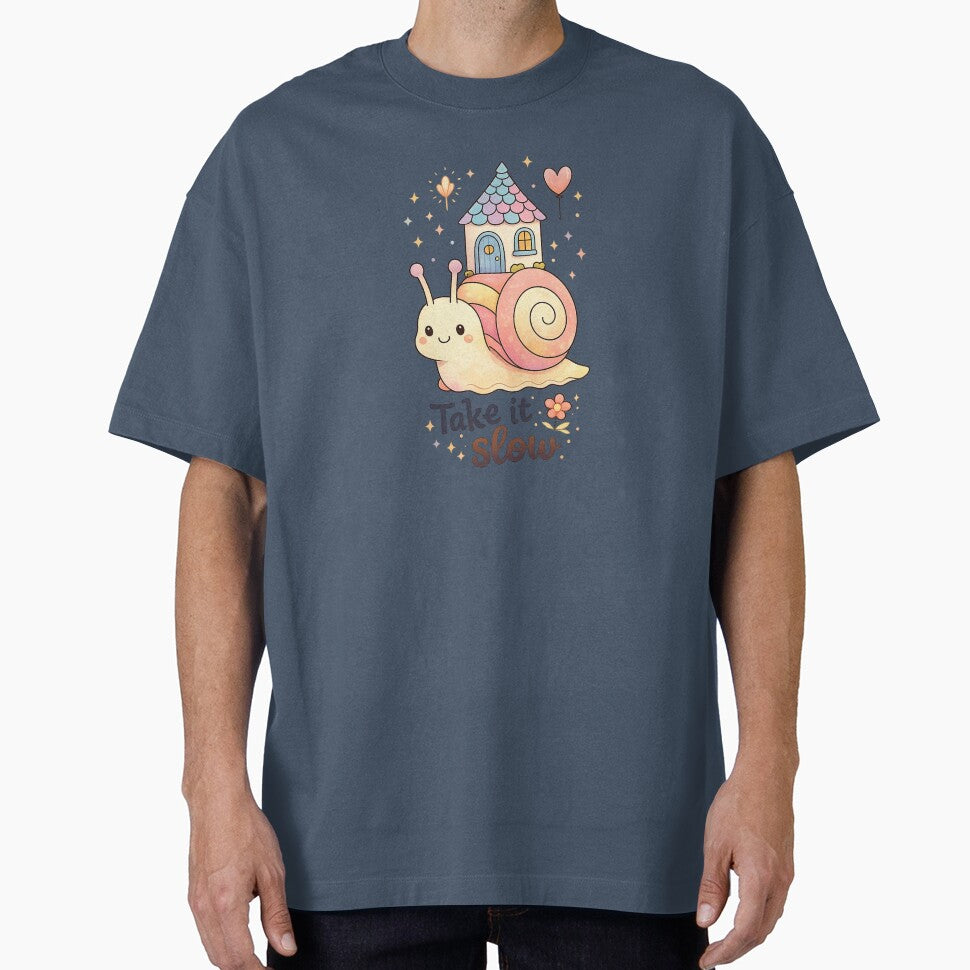 Take It Slow Cute Snail Positive Design by SoftSproutstu