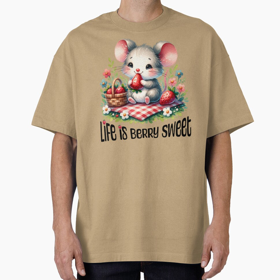 Cute Strawberry Mouse Cottagecore Picnic Design by Sachie's Studio