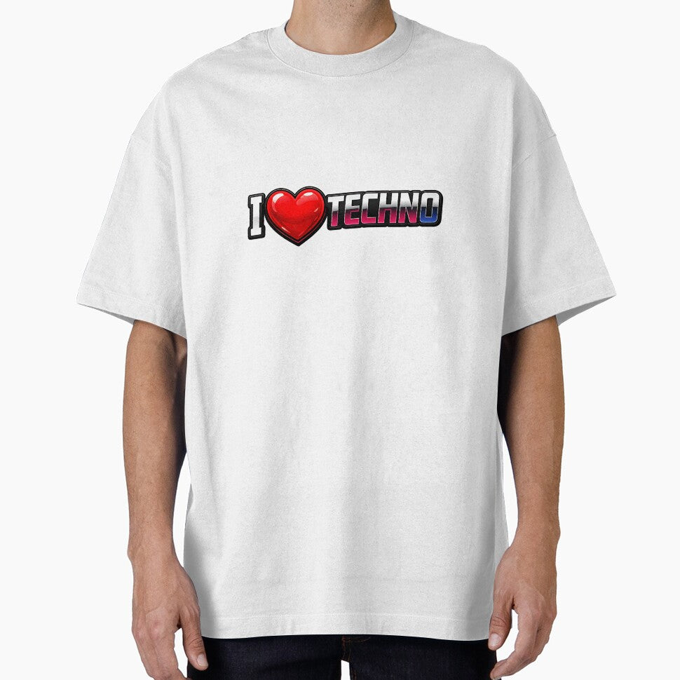 I Love Techno Text Electronic Music Lover Design by  ZenRave Designs