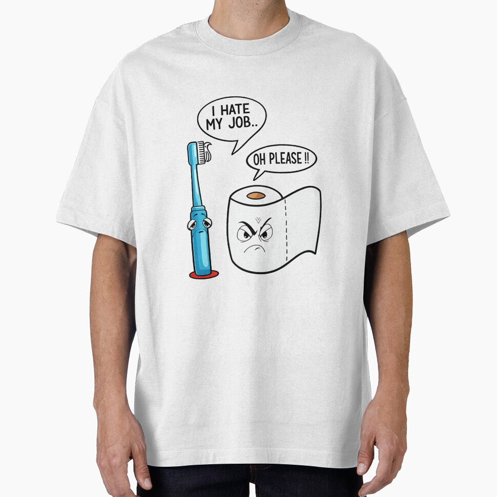 Funny Toothbrush and Toilet Paper Joke Design | Bathroom Humor Cartoon Graphic by GarnerSupplyCo