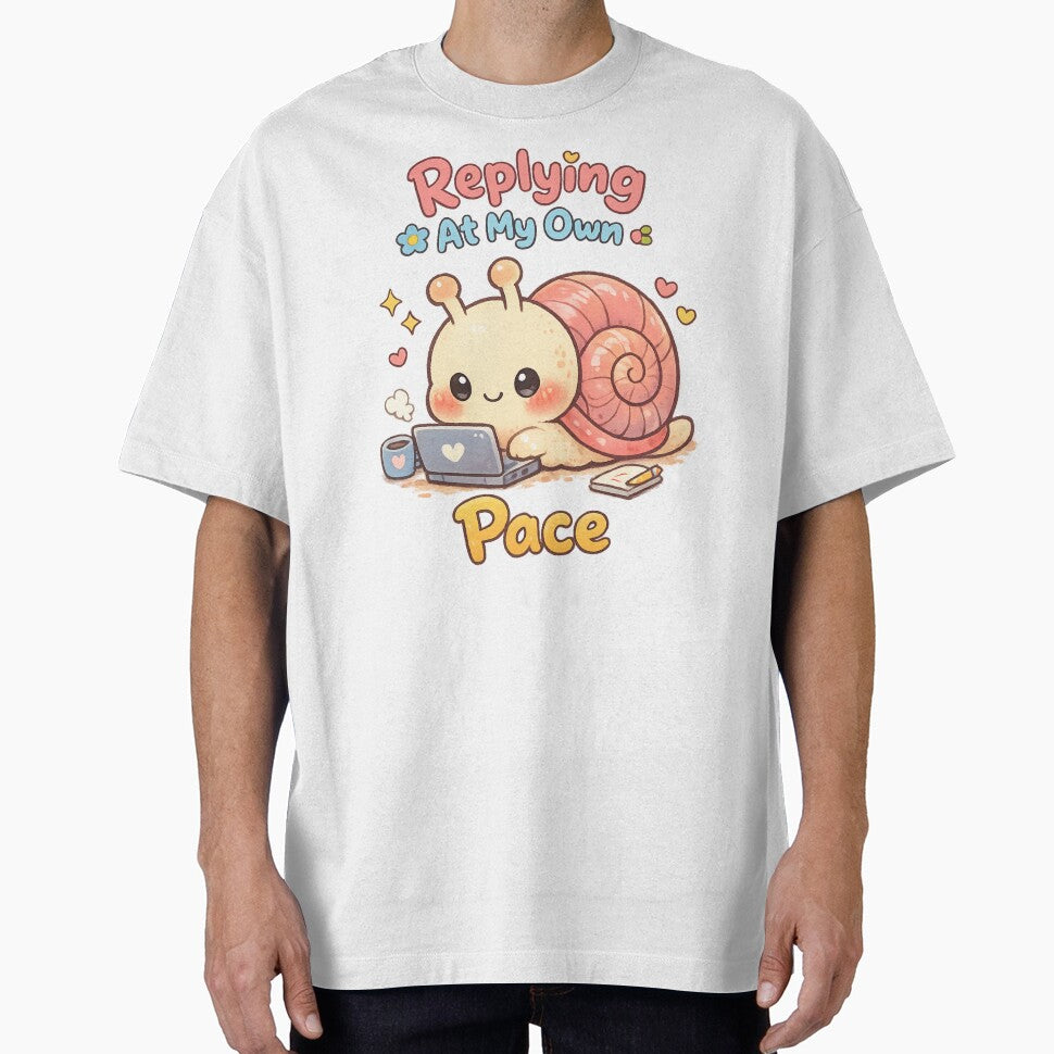 Cute Snail Working From Home | Kawaii Slow Productivity Laptop Art by PopCulturePixel