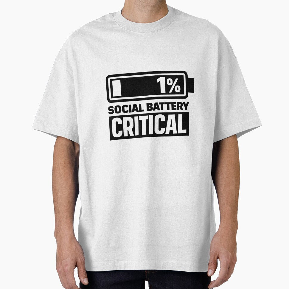 Social Battery Critical – Introvert Energy Shirt by DesignTeamHub