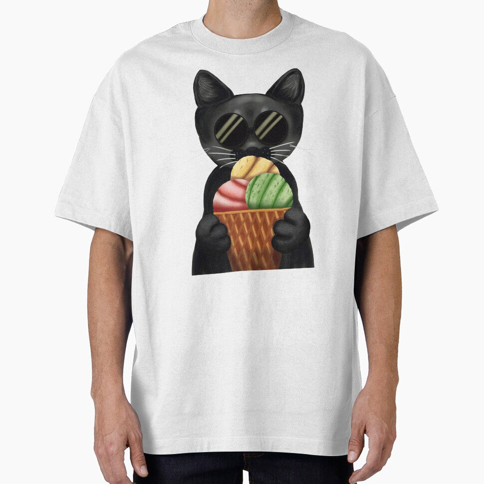 Whimsigoth Black Cat Ice Cream | Spooky Cute Café Aesthetic by More Prussian Blue