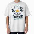 Eat Sleep Soccer Summer Repeat Beach Football Retro T-Shirt by novaduman