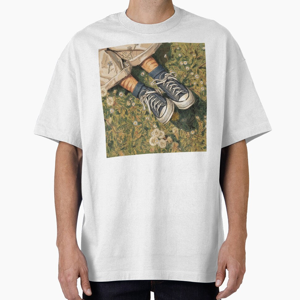 Sneakers in Daisy Meadow Illustration | Vintage Spring Field Art by Butterfly-Dream