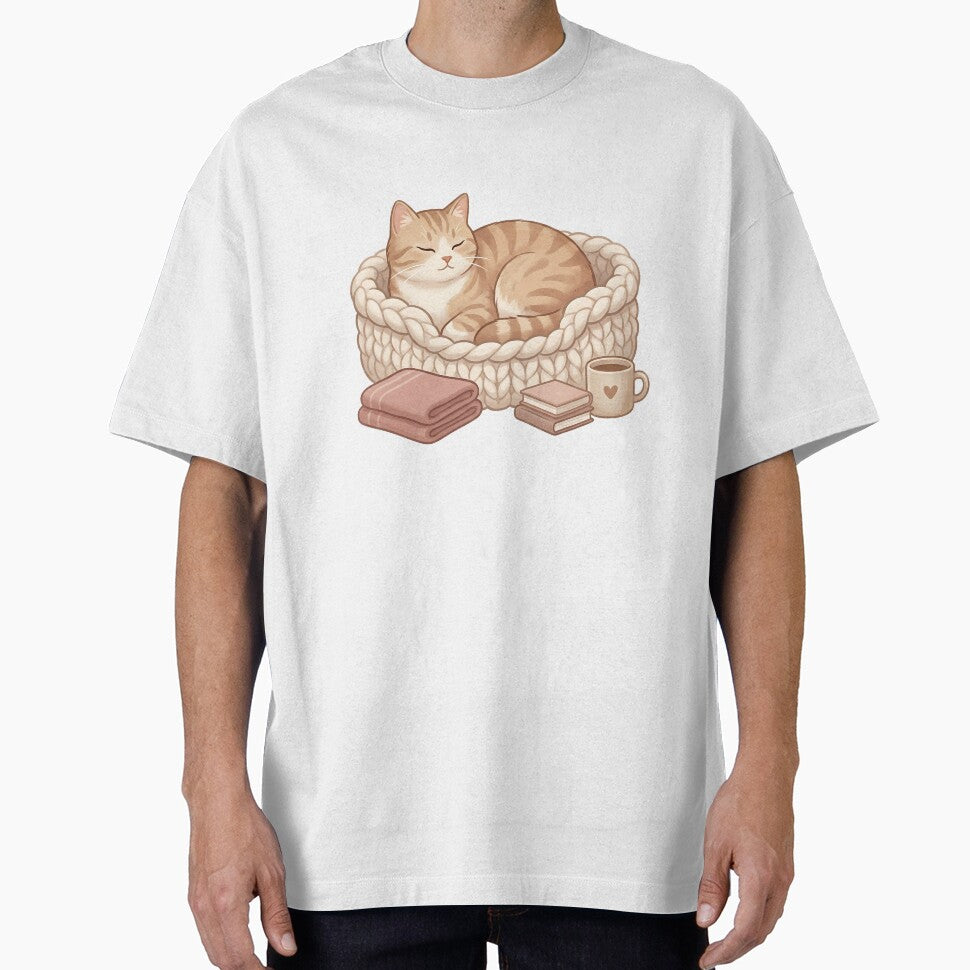 Cozy Cat in Bed: Chunky Knit & Coffee Vibes by MythicCotton