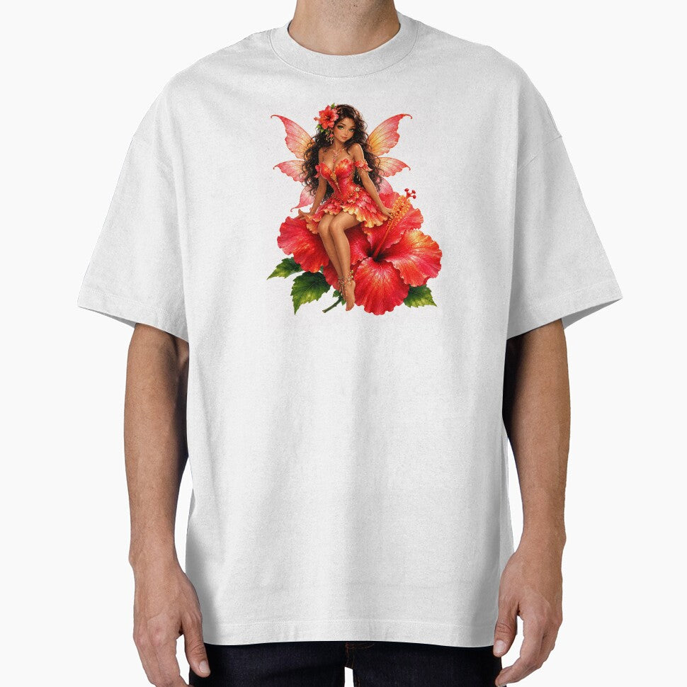 Hibiscus Fairy, Tropical Flower Fairy Sitting on Giant Hibiscus Blossom Vibrant Fantasy Art Sticker by RoPrincess