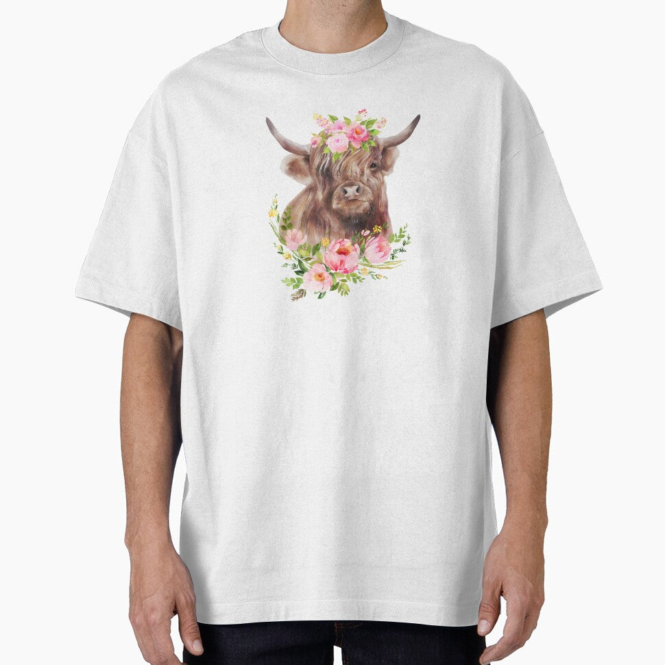 Highland cow with flowers by Sixtinebzh