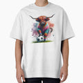 Scottish Tartan Army Highland Cow Playing Soccer Football Colorful Watercolor by MaedK