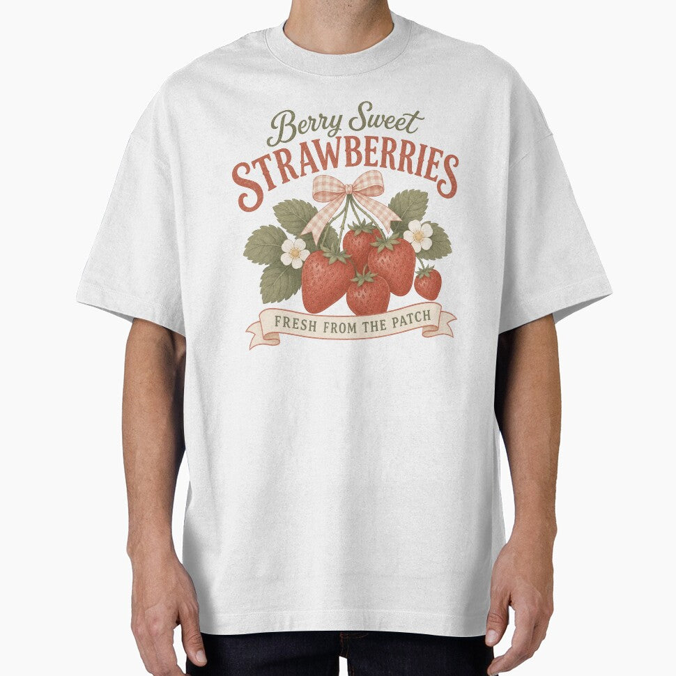 Vintage Strawberry Fruit Cottagecore Summer Design by Retro Moon Studio