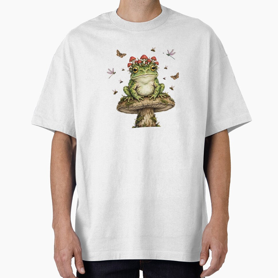 Mushroom Crown Frog - Cute Frog Sitting on Mushroom with Amanita Hat by Neurospicy Trolls