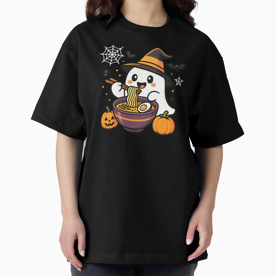 Adorable Ghost Eating Ramen Japanese Kawaii Noodles by cawtoon