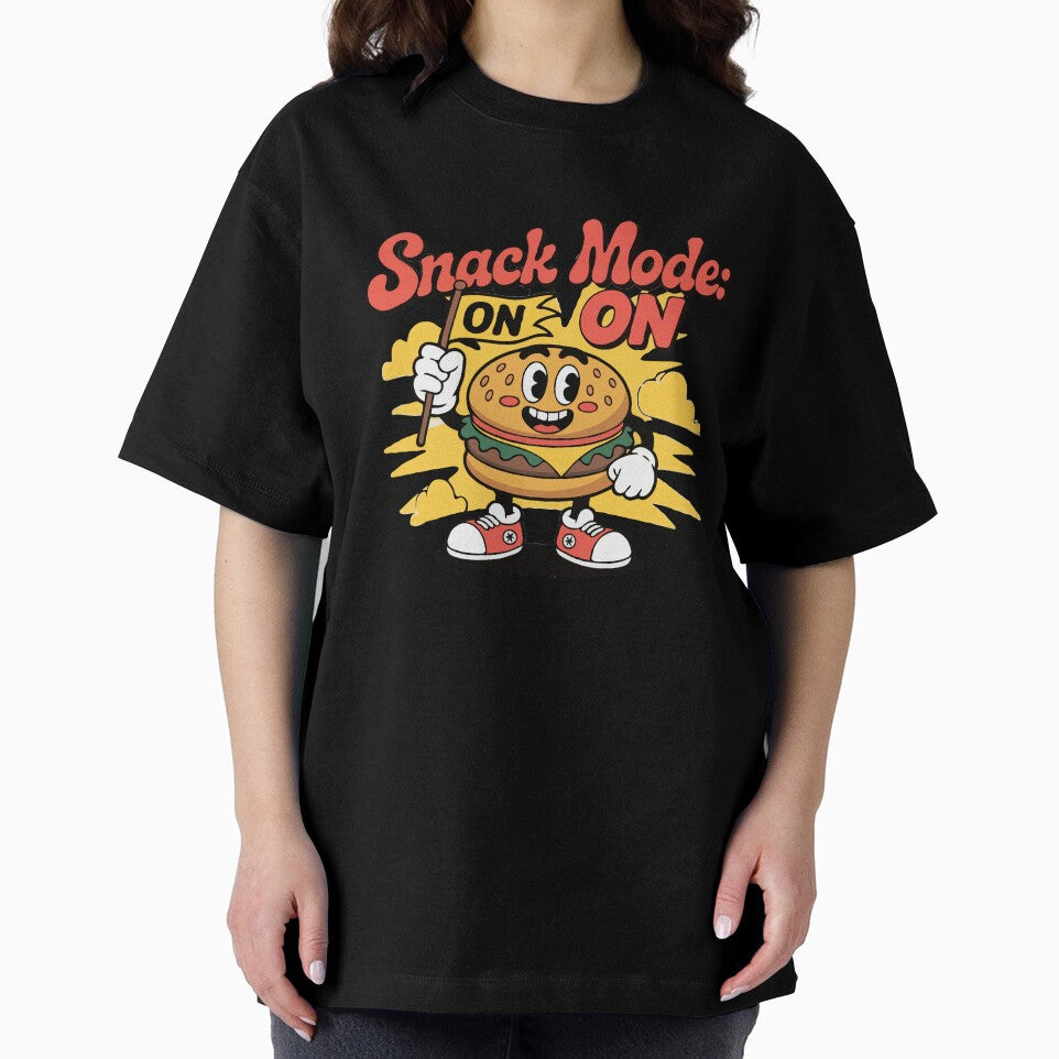 Snack Mode: ON – Retro Cheeseburger Mascot T-Shirt by shaswag