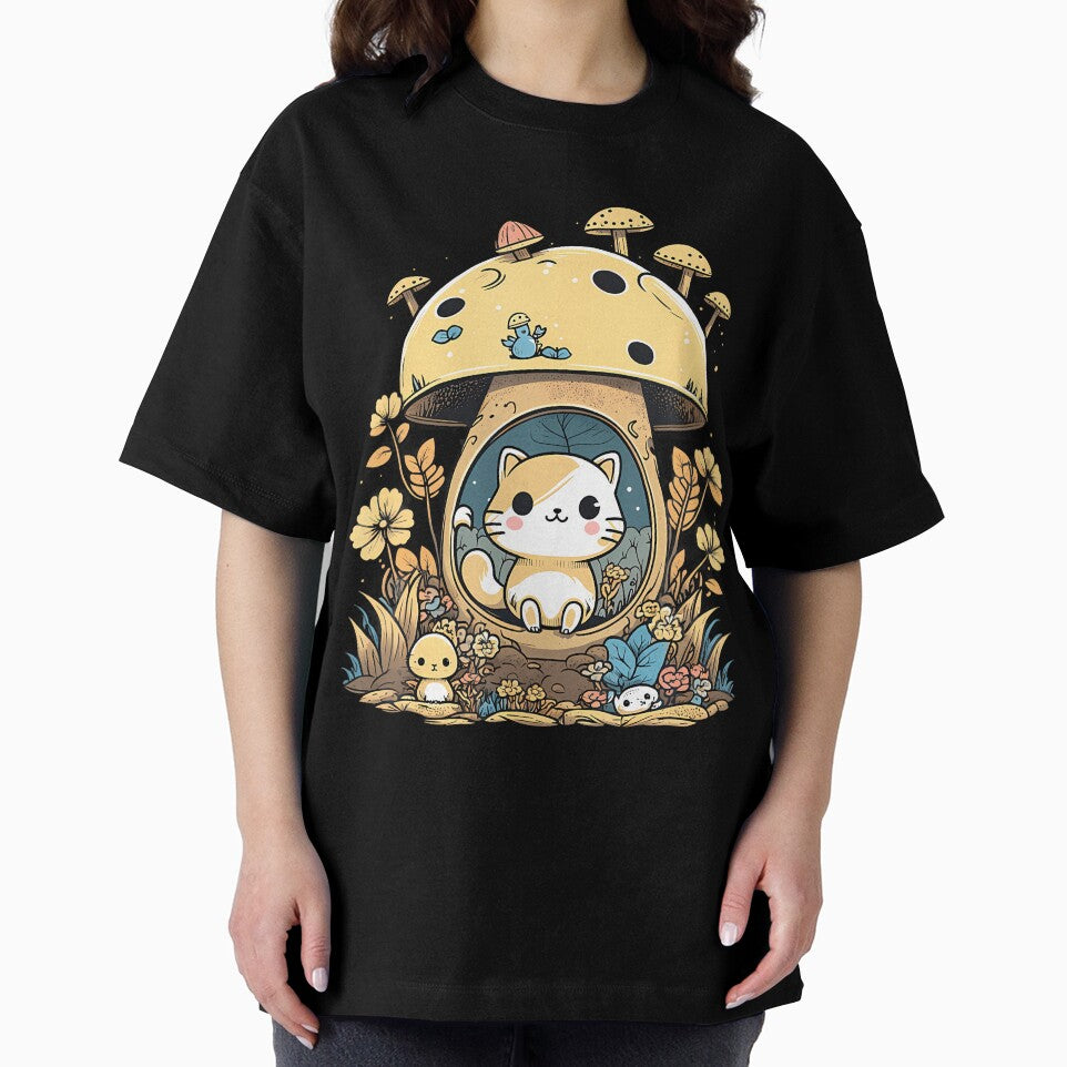 Cute Cat In Mushroom Hat by sacchuedeliaf