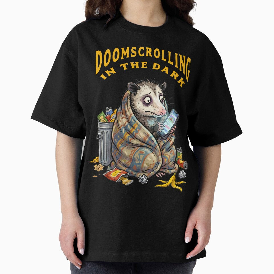 Doomscrolling In The Dark Funny Possum Meme by TeeARTHY