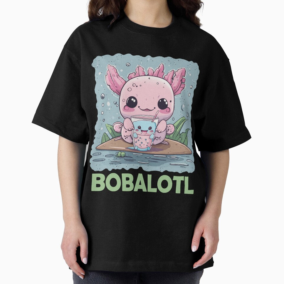 Cute Kawaii Axolotl Boba Blue Pink Expression Summer Fun by DesignByMai
