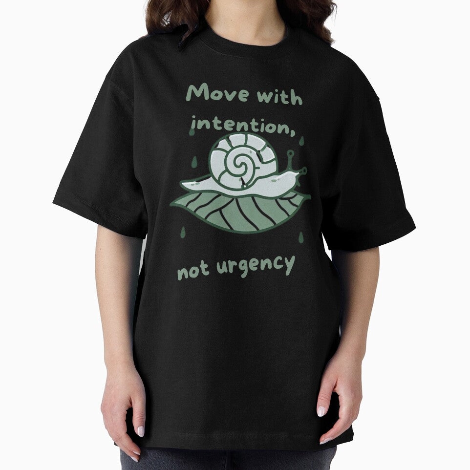 Move with Intention – Slow Life Snail Quote Design by JenniferCreaArte