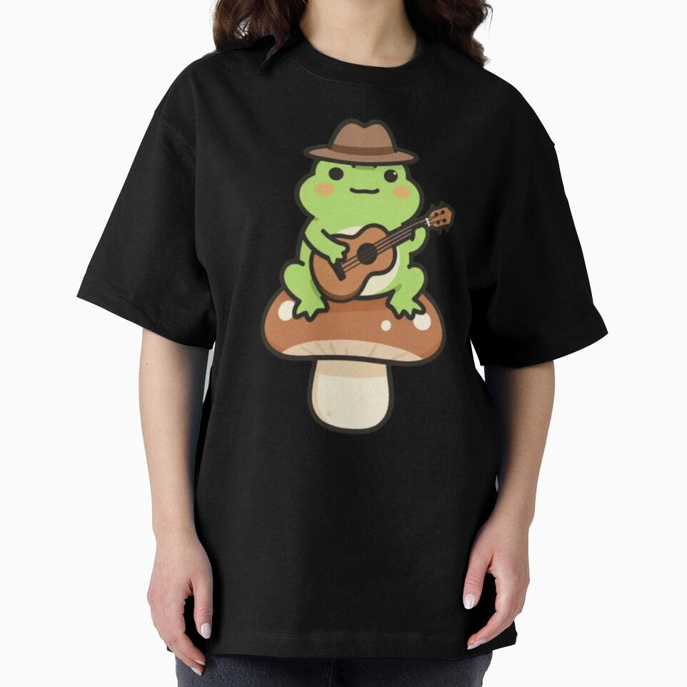 Whimsical Frog – Mushroom Guitar Serenade by Dogandesighn