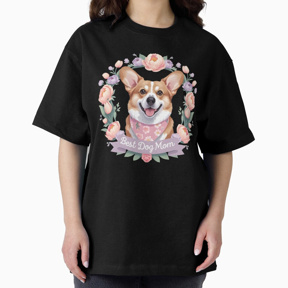 Best Dog Mom Corgi Floral Mother's Day Badge by Breed And Build