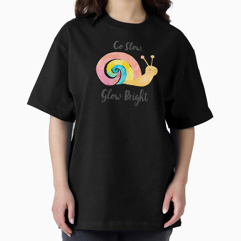 Go Slow Glow Bright, Cute Snail with Pastel Shell Illustration by Moodune