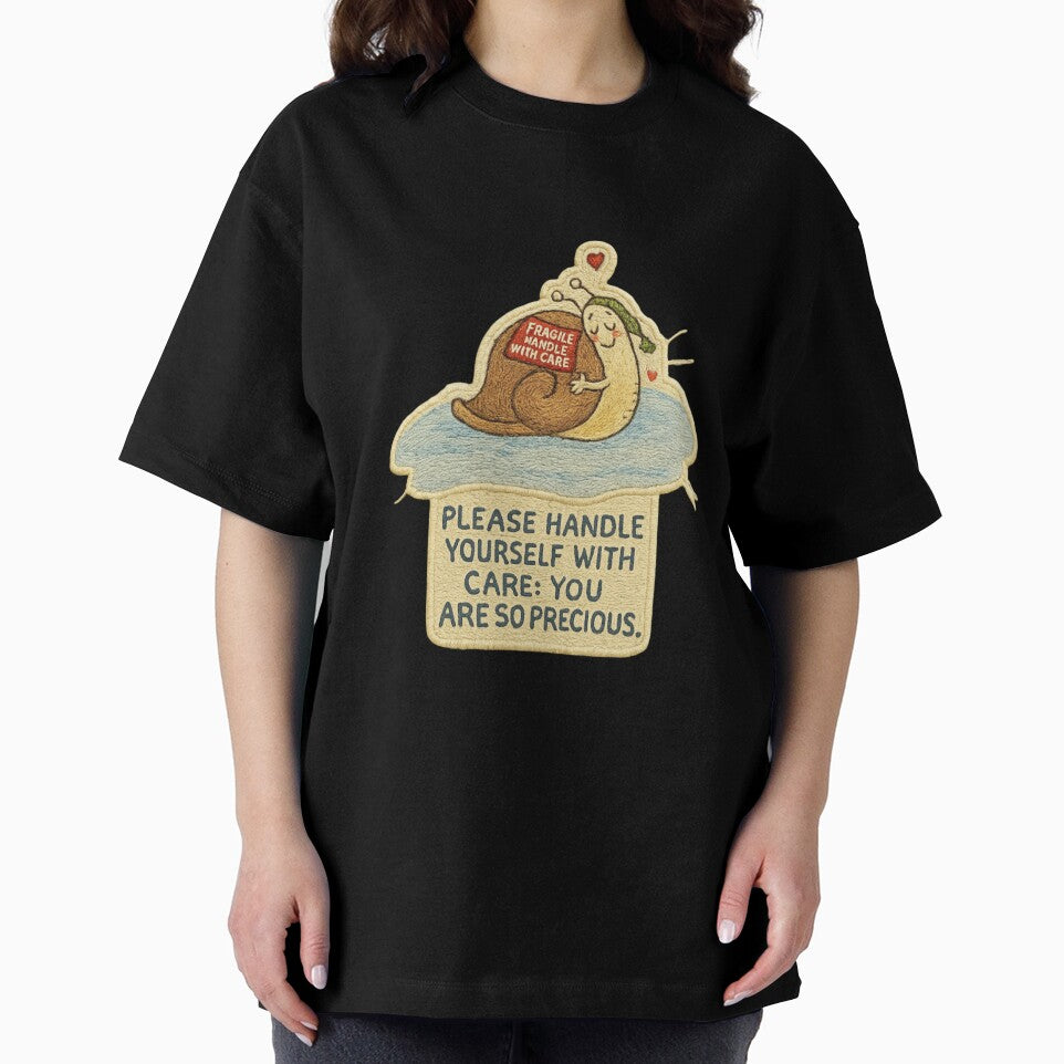 Handle Yourself With Care – Hand-Embroidered Gentle Reminder Sticker Art by Gurjeetpixelart