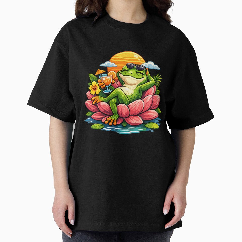 Relaxing frog on a pink lotus by FroggyOnly