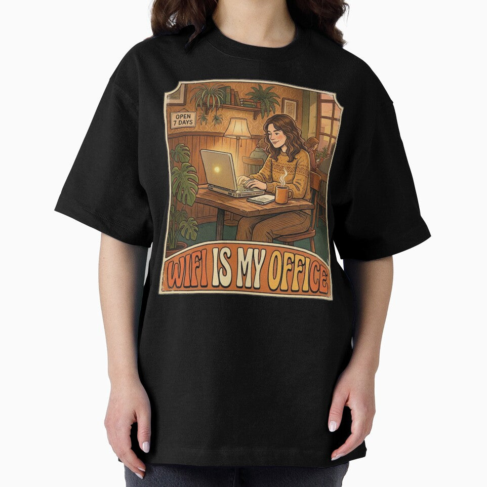 WiFi Is My Office Cozy Coffee Shop Retro Laptop Lifestyle 70s Design by urbinet