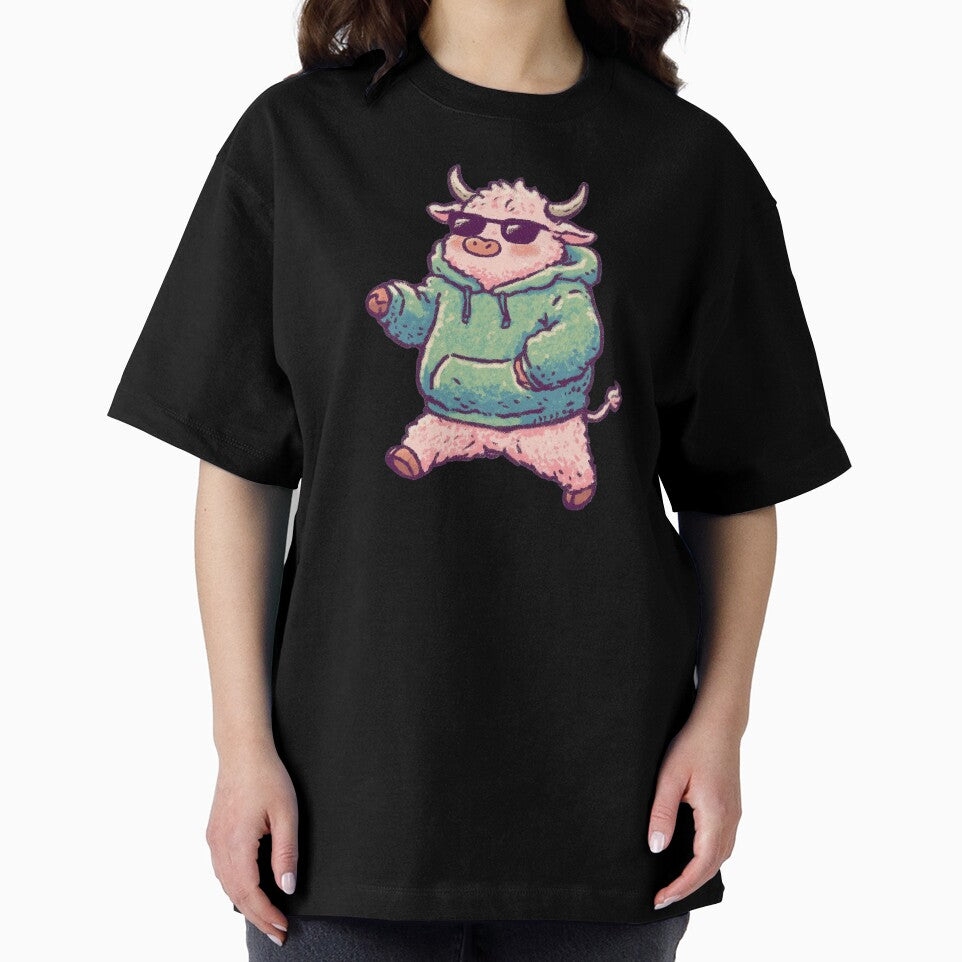 Nonchalant Highland Cow, cool hoodie character illustration by Magnificent Lizard