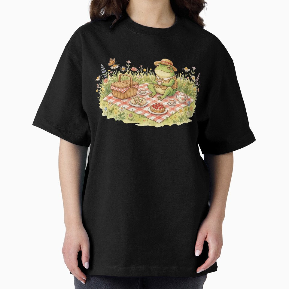 Cozy Frog Picnic with Tea and Sandwiches in Meadow by EverBranz-stor