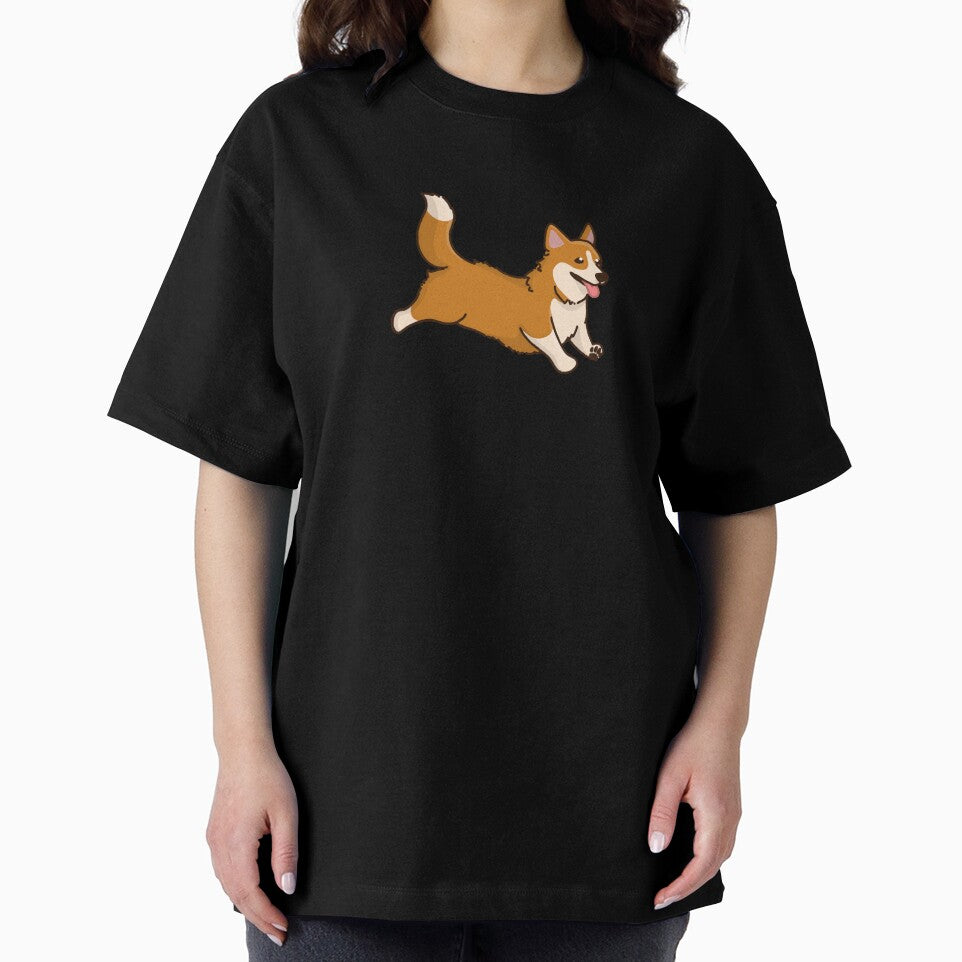 Simple red and white Corgi running by PupBubble Art