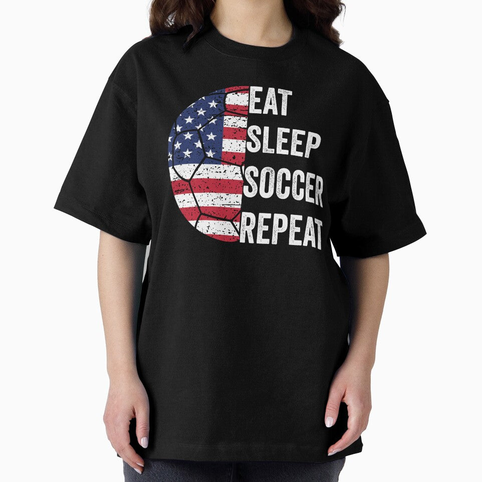 American Flag Ball EAT SLEEP SOCCER REPEAT, Born To Play Soccer Every Weekend and Every Day Like There's No Tomorrow by NADIASHOP86