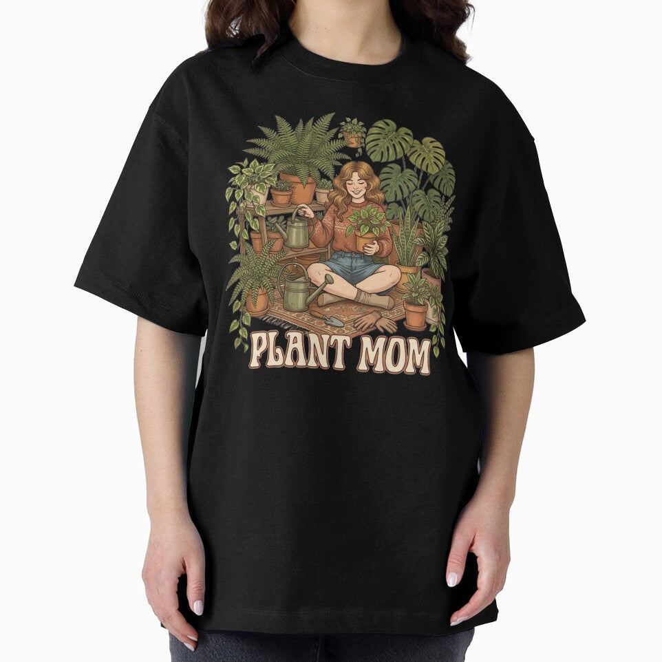 Retro Plant Mom Illustration Cozy Botanical Houseplants Design by urbinet
