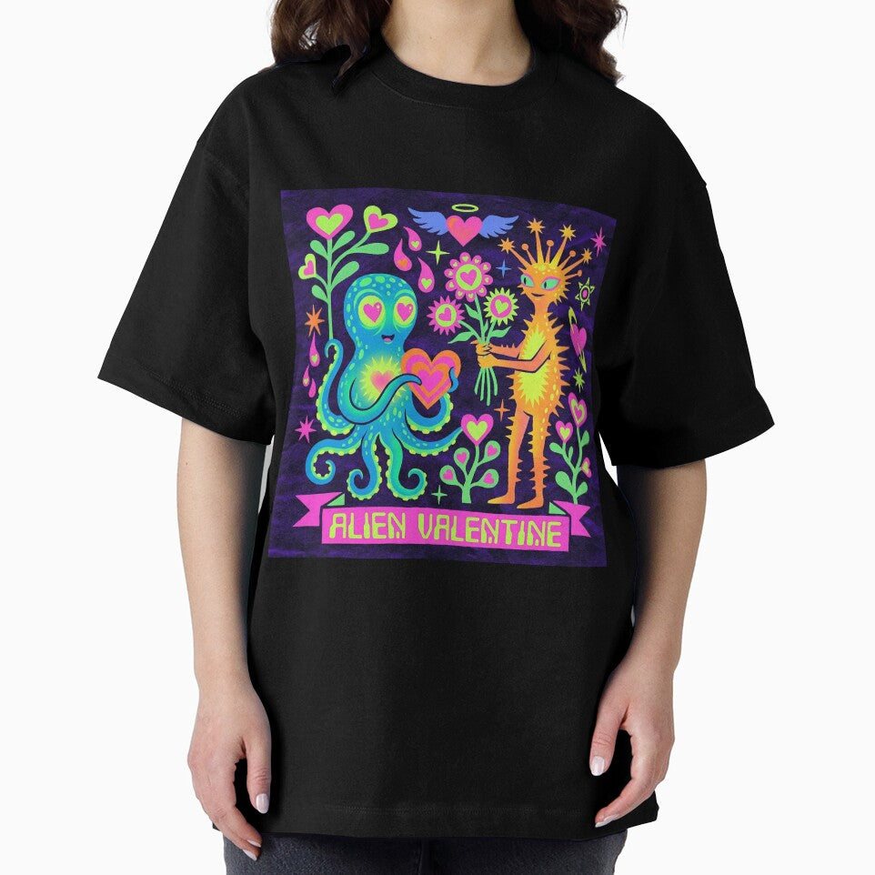 Neon Psychedelic Alien Valentine Octopus Love by zzz888