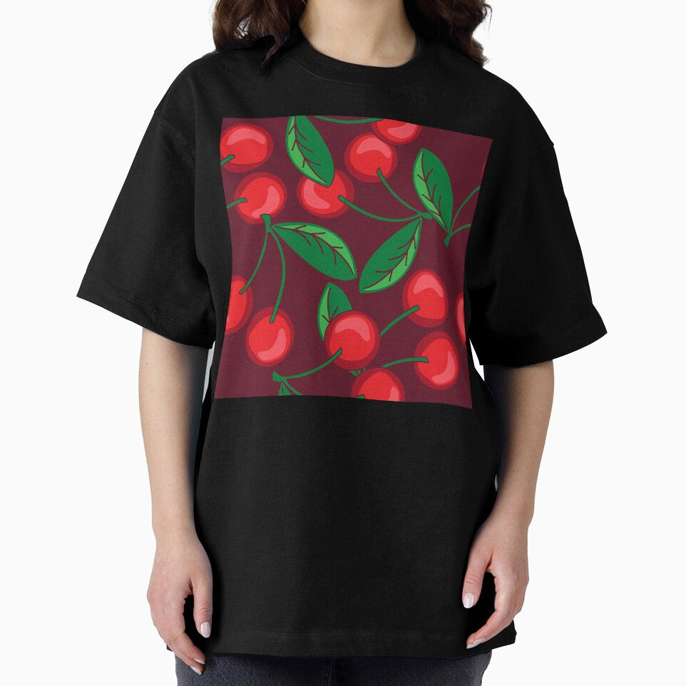 Dark Cherry Red Cherries Pattern by HotHibiscus