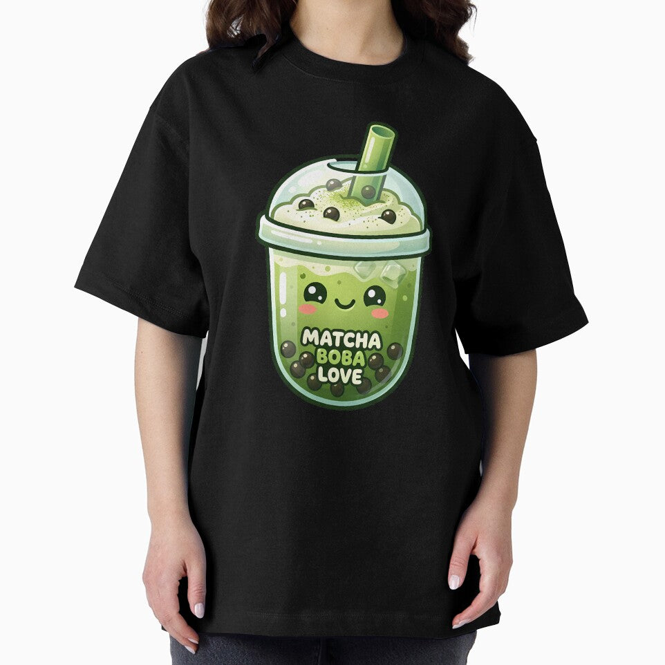 Cute Matcha Boba Tea – Kawaii Green Tea Bubble Tea Illustration by BobaBunny76