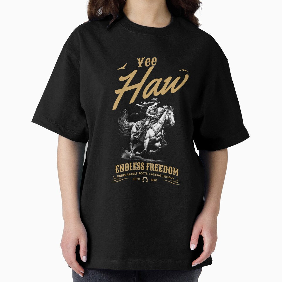 Yee Haw Cowgirl Riding Horse Vintage Western by Broken Minimalister