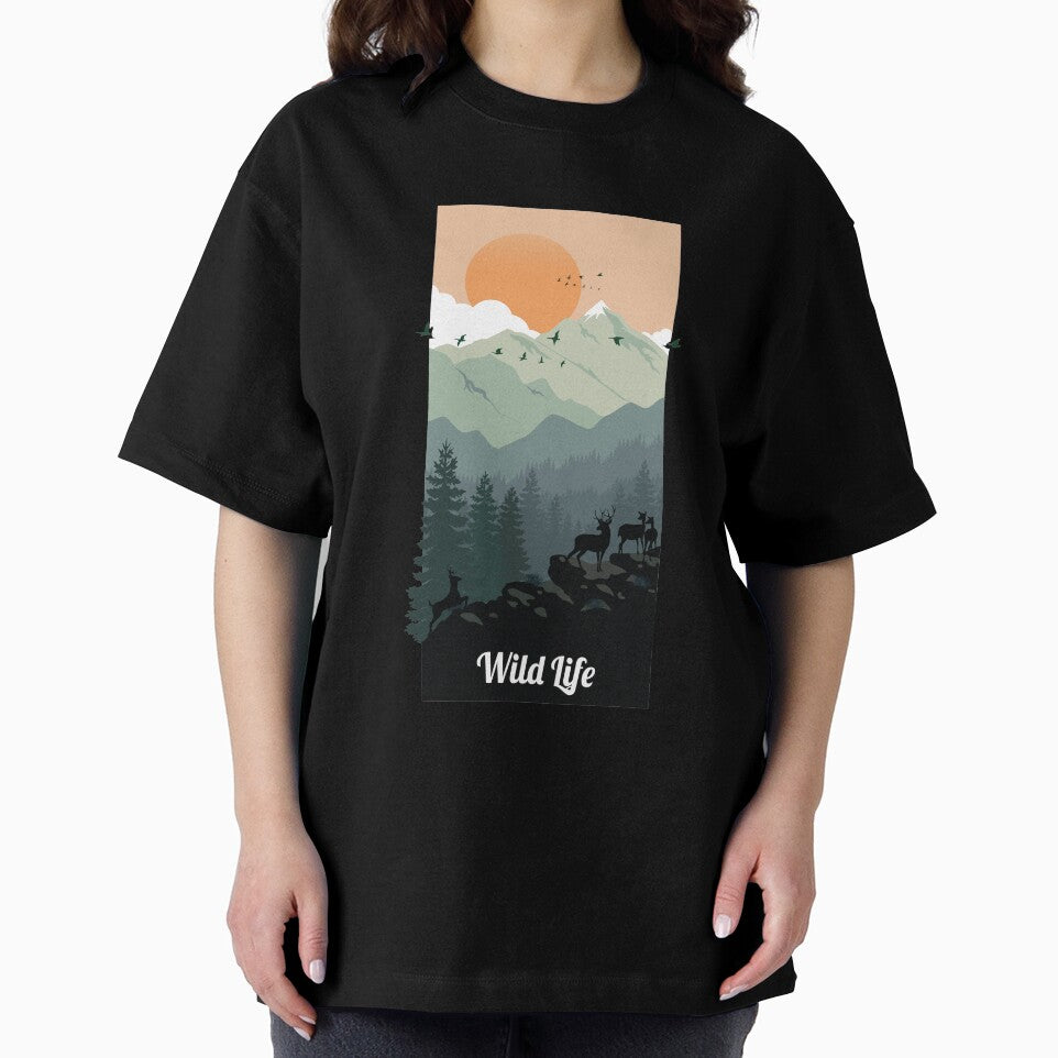 Wildlife in the mountains - minimalist art by thunderstyle