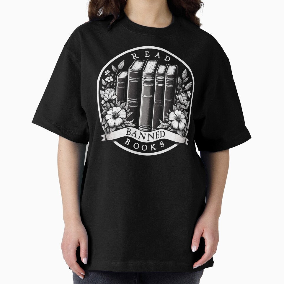 Read Banned Books Floral Monochromatic by TomFrontierArt
