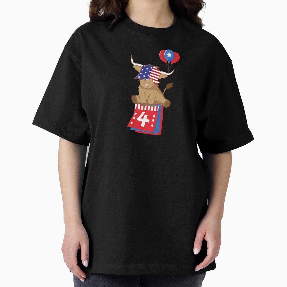 Scottish highland cow 4th of july independence celebration by Ayelandco
