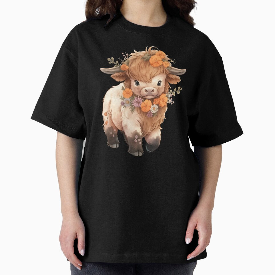 Highland cow with flowers by xiao xuans