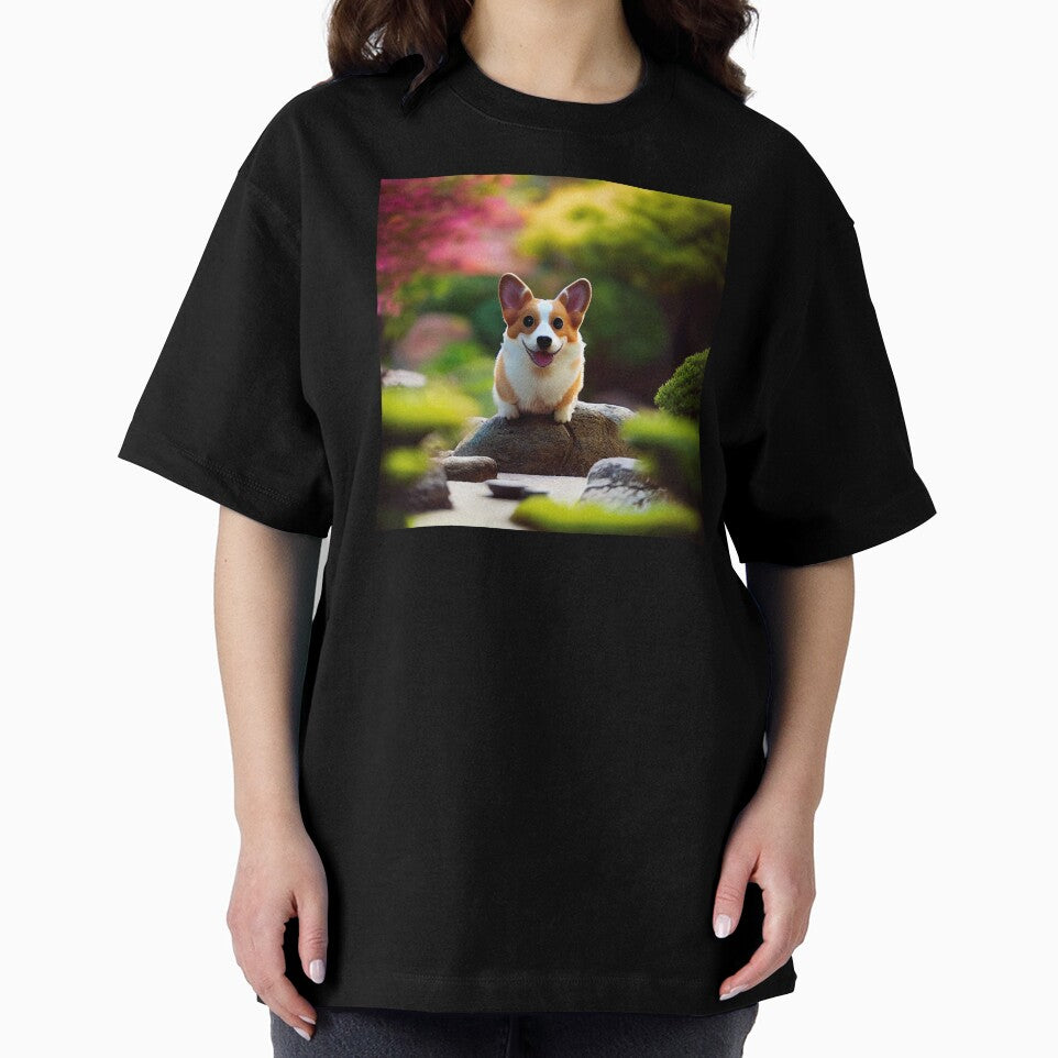 happa corgi sitting in a japanese garden by Aliveforfun