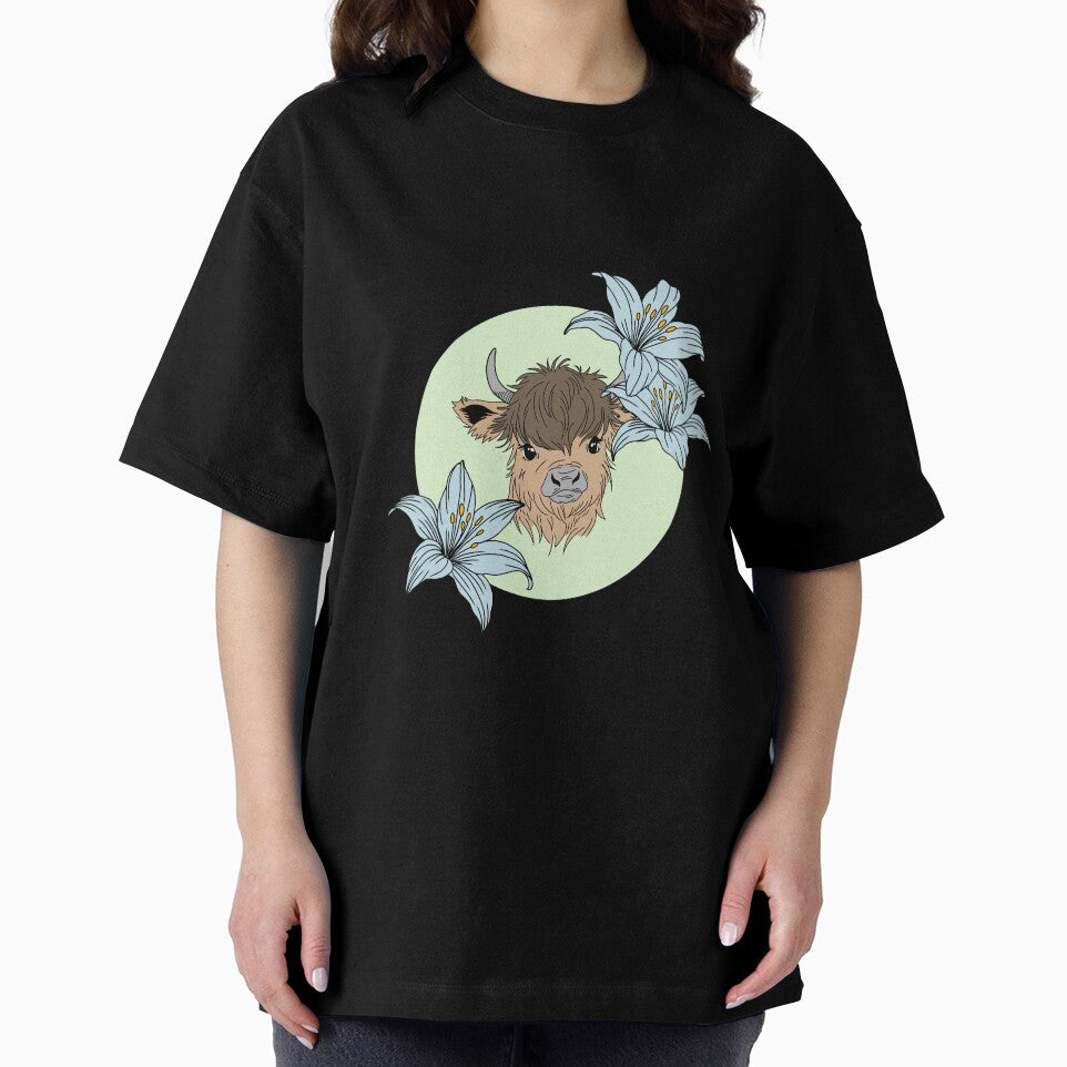 Minimalistic fluffy cow with flowers by Pamelarts