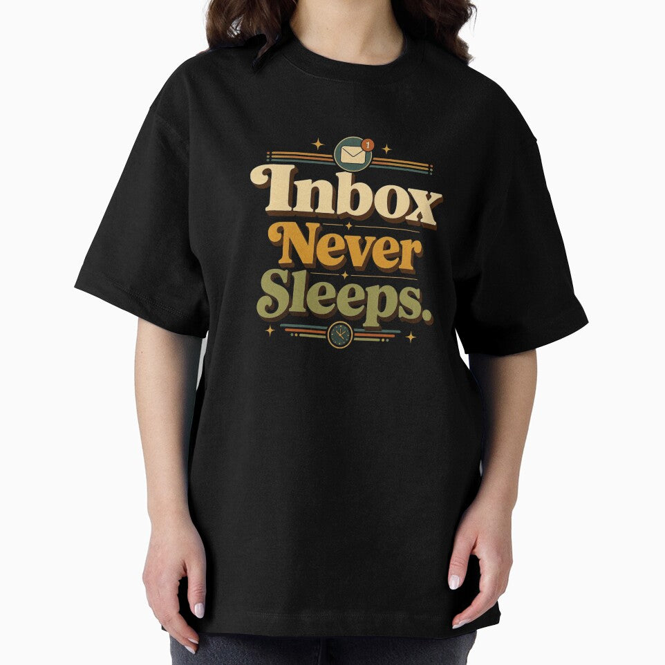 Inbox Never Sleeps. | Funny Office Humor Retro Typography Design by Irene Catchmind